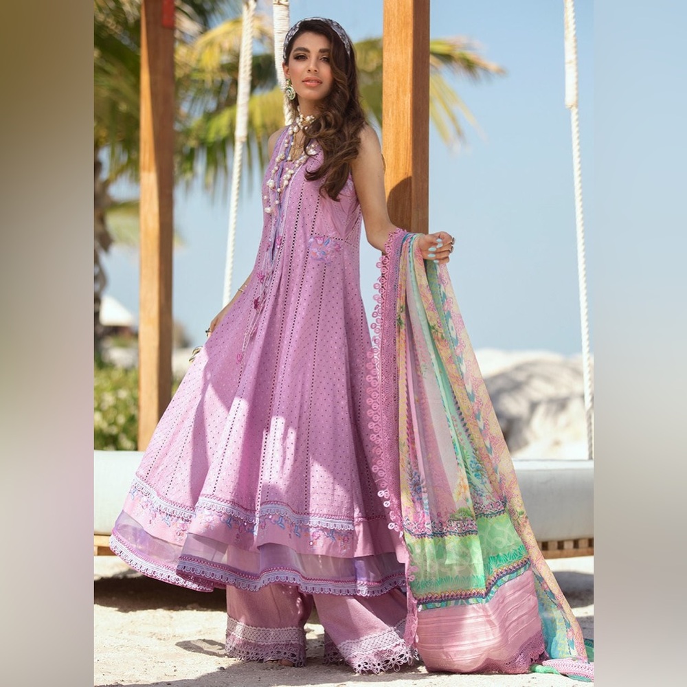 Farah Talib Aziz | Size L | Embroidered Anarkali + Matching Pants + Dupatta